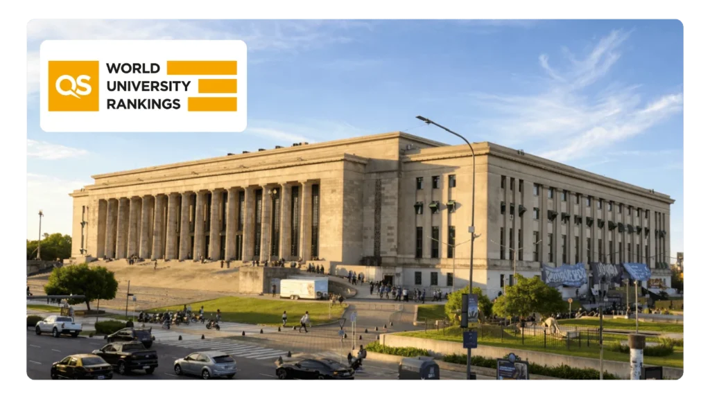 Facultad de Derecho de la UBA con el logo del ranking QS